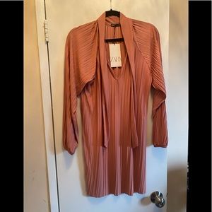 Mini Pleated Dress in Blush